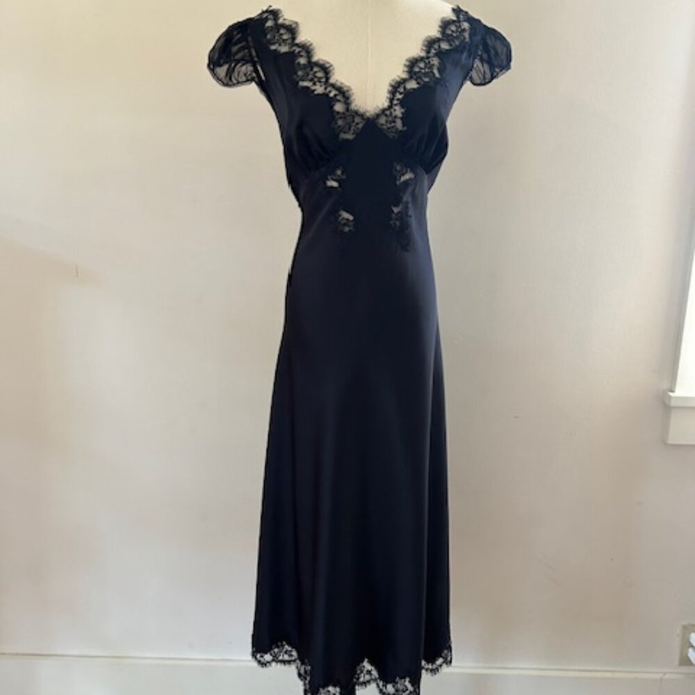 ***SOLD***Vintage Betsey Johnson Hollywood Ultra Silk Lace Midi Dress - Picture 2 of 13